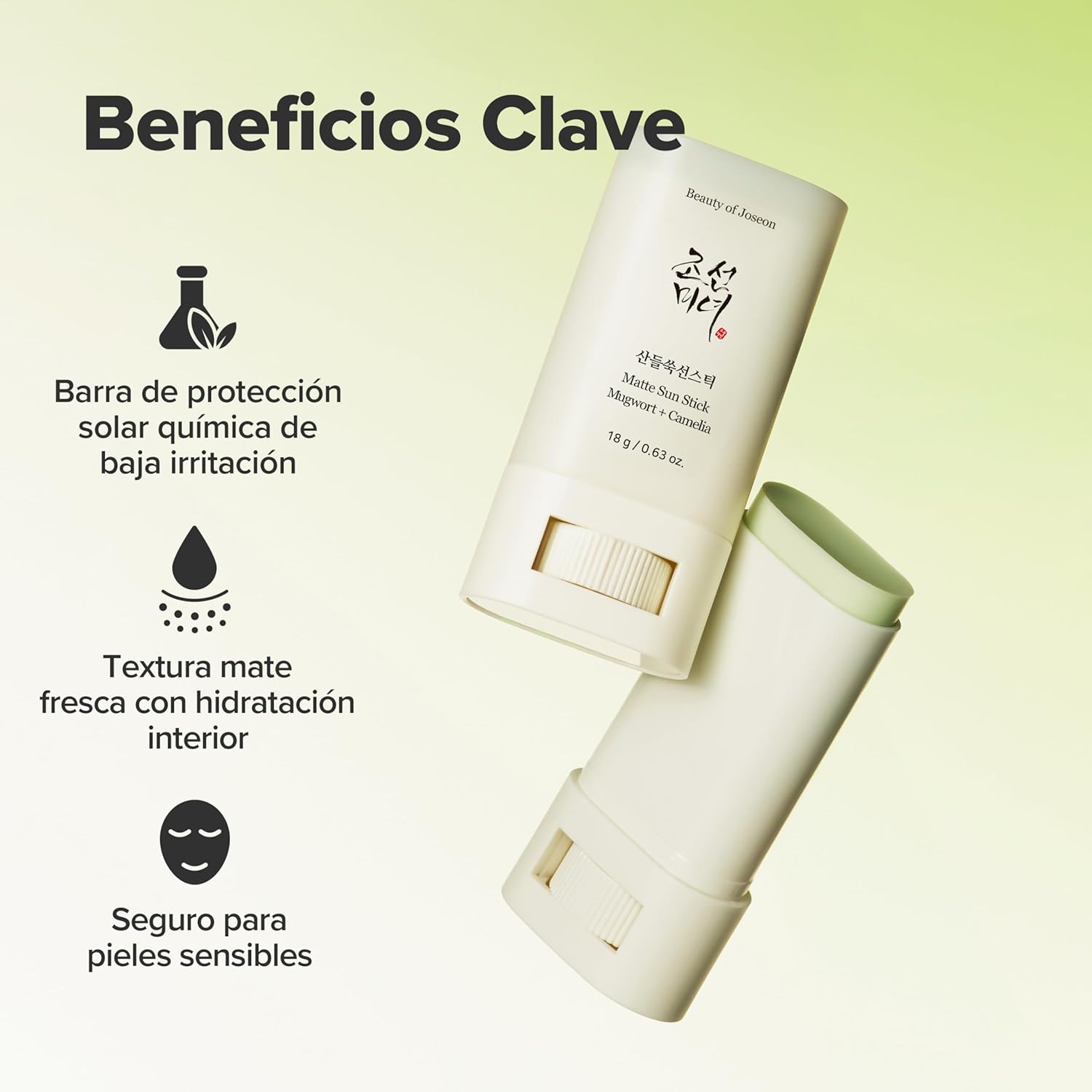 Beauty of Joseon Matte Sun Stick Mugwort + Camellia SPF 50+ | Protector Solar en Barra