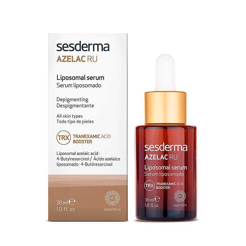 ¡Explora la efectividad y la suavidad con DermaBella y el poderoso Azelac RU Liposomal Serum x 30ml! Este serum liposomal ha sido formulado cuidadosamente para ayudar a reducir las manchas oscuras y proporcionar una piel más uniforme y radiante.