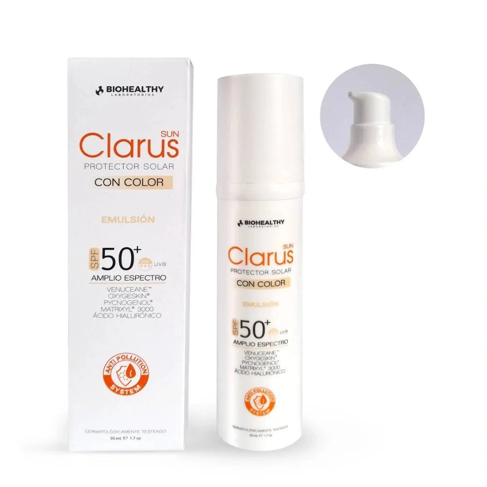 ¡Bienvenido a DermaBella con el increíble Clarus Protector Solar con Color x 50 ml! Este protector solar ha sido cuidadosamente formulado para brindar una protección efectiva y, al mismo tiempo, proporcionar un toque de color natural, ofreciendo un cuidado confiable y versátil.