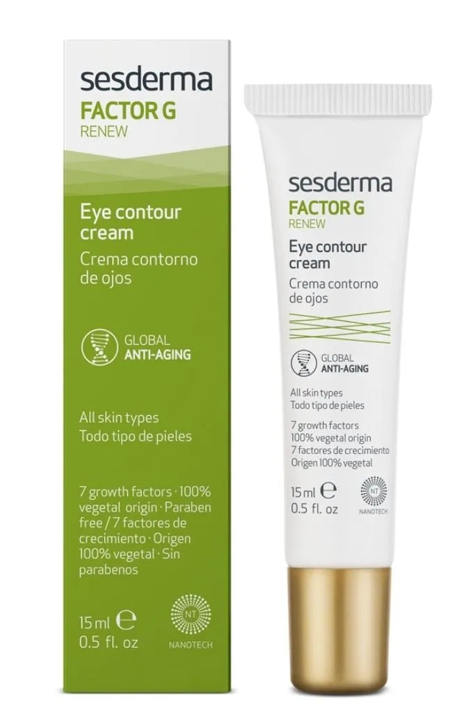 Experimenta un cuidado excepcional para la zona delicada alrededor de los ojos con el Contorno de Ojos Factor G Renew, ahora disponible en DermaBella. Este producto ha sido diseñado con una fórmula avanzada para abordar los signos del envejecimiento y revitalizar la piel alrededor de los ojos.