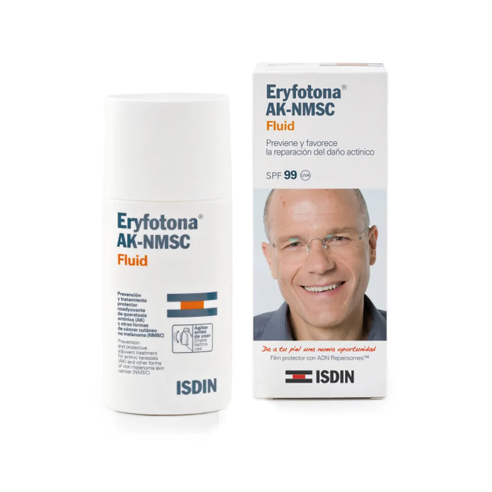 El Eryfotona AK-NMSC Fluid es un producto tópico utilizado en el tratamiento y prevención de queratosis actínicas (AK) y otros tipos de carcinoma de células escamosas no melanoma (NMSC). Este fluido, disponible en presentación de 50 ml, está diseñado para ser aplicado directamente sobre la piel afectada.