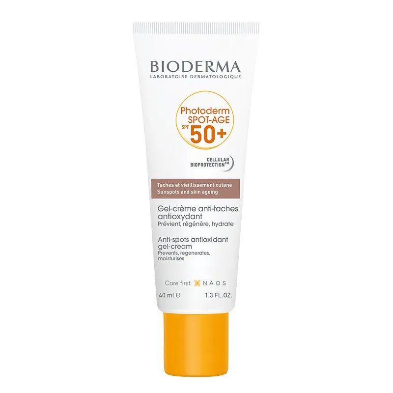 Protege tu piel del sol mientras combatimos los signos del envejecimiento con Photoderm Spot Age SPF 50+, disponible exclusivamente en nuestra tienda. Esta avanzada protección solar ofrece una defensa eficaz contra los rayos UVA/UVB y ayuda a prevenir la formación de manchas asociadas al envejecimiento cutáneo.