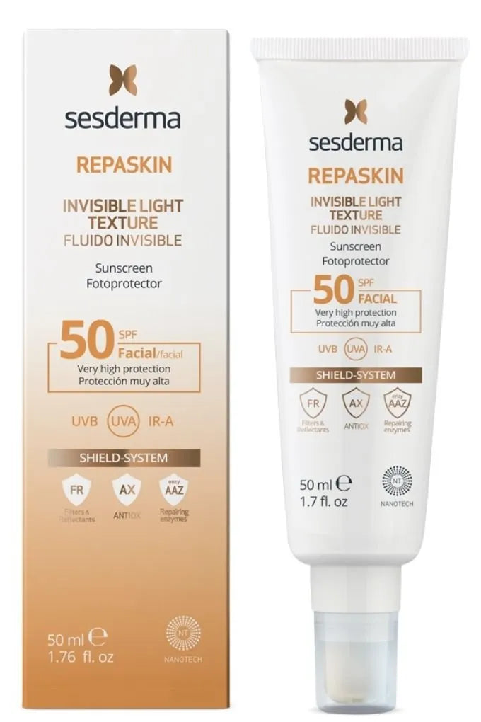 Protege tu piel de manera invisible con Repaskin Fluido Invisible SPF50, disponible exclusivamente en nuestra tienda. Este fluido ofrece una alta protección solar sin dejar residuos visibles, ideal para un cuidado discreto pero efectivo.