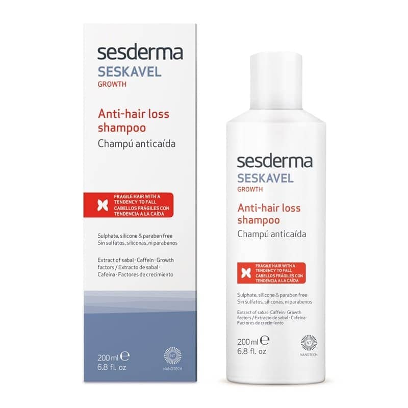 SESKAVEL GROWTH ANTICAÍDA ejerce una acción completa potenciando la fuerza del cabello, previniendo la caída y estimulando su crecimiento gracias a la acción de los activos que contienen las fórmulas